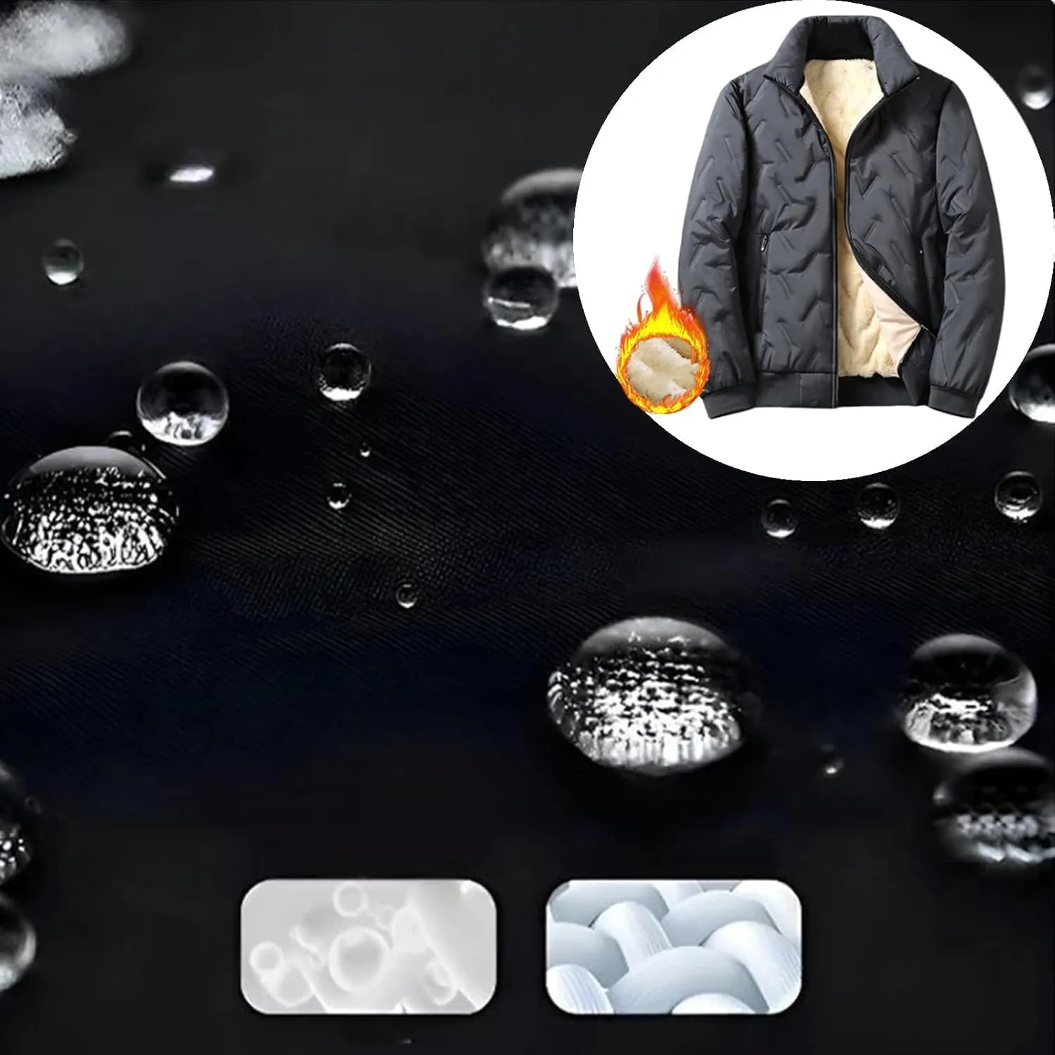 Mens Quilted Winter Jacket with Faux Fleece Lining, Men's Fleece Jackets & Coats, Down Jacket, Winter Hoodies