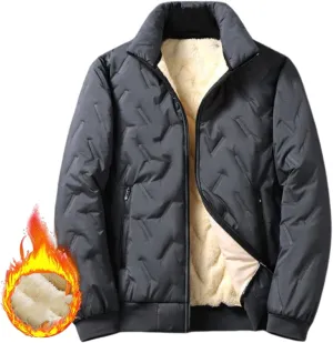 Mens Quilted Winter Jacket with Faux Fleece Lining, Men's Fleece Jackets & Coats, Down Jacket, Winter Hoodies