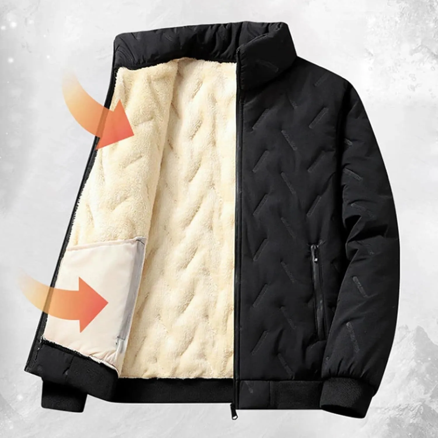 Mens Quilted Winter Jacket with Faux Fleece Lining, Men's Fleece Jackets & Coats, Down Jacket, Winter Hoodies