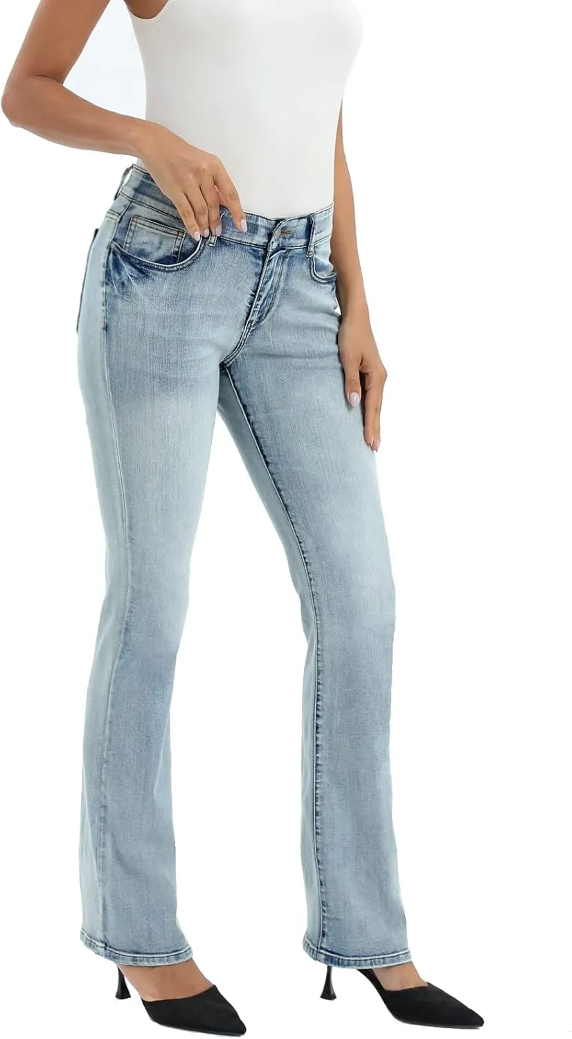 MetHera Women's Le Mel Classic Stretch Curvy Bootcut Jeans