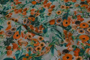 Multicolor Floral Printed Sushi Voile Viscose Cotton Blend Fabric