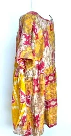 NEW Artisan Quilt Mini Dress. Comfortable, Soft, and Very Chic (Abstract Gold)