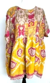 NEW Artisan Quilt Mini Dress. Comfortable, Soft, and Very Chic (Abstract Gold)
