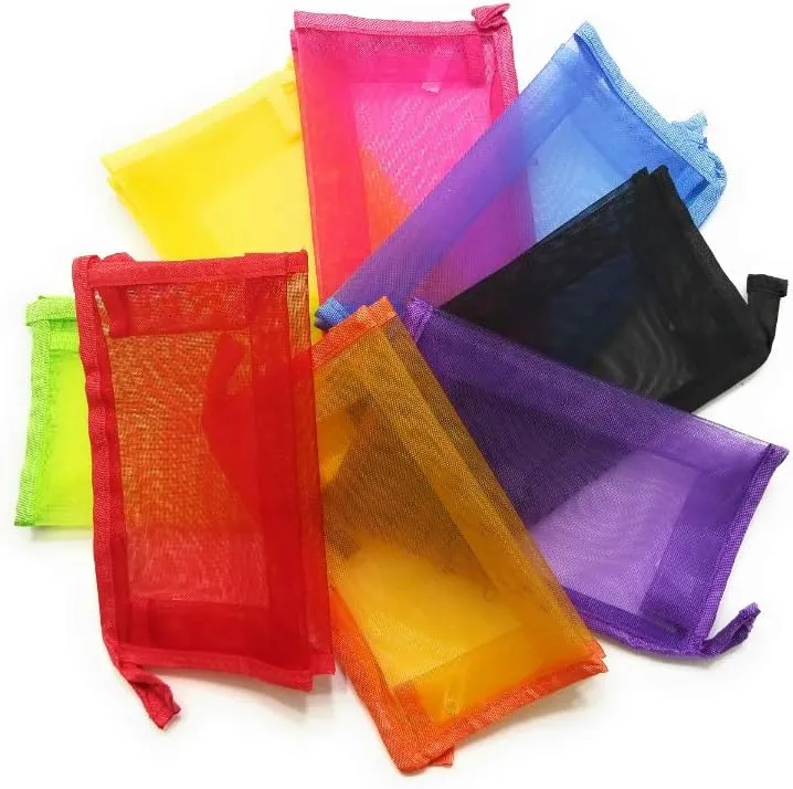 Occasions Gift Giving 4.5" X 7.75" See Thru Mesh Zipper All Purpose Cosmetic Bag (Blue)
