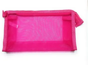 Occasions Gift Giving 4.5" X 7.75" See Thru Mesh Zipper All Purpose Cosmetic Bag (Pink)
