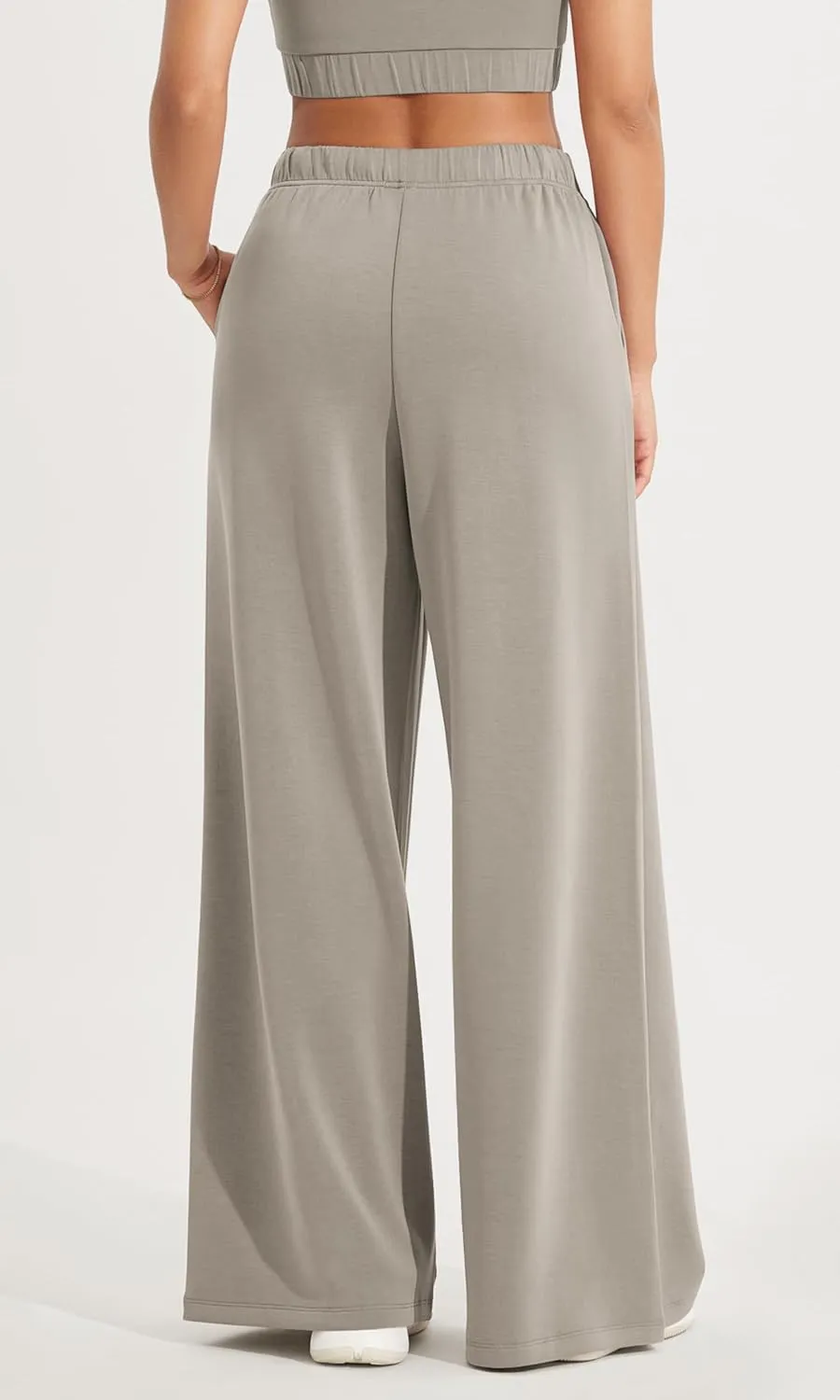 ODODOS Women's Modal Soft Extra Wide Leg Pants with Pockets Drawstring High Waist Pull-On Casual Pants