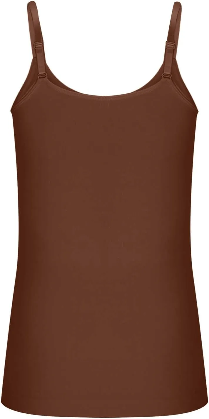 Plus Size Long Cami Tunic Tank Tops for Women Seamless Classic Camisole Ladies Adjustable Spaghetti Strap Tops