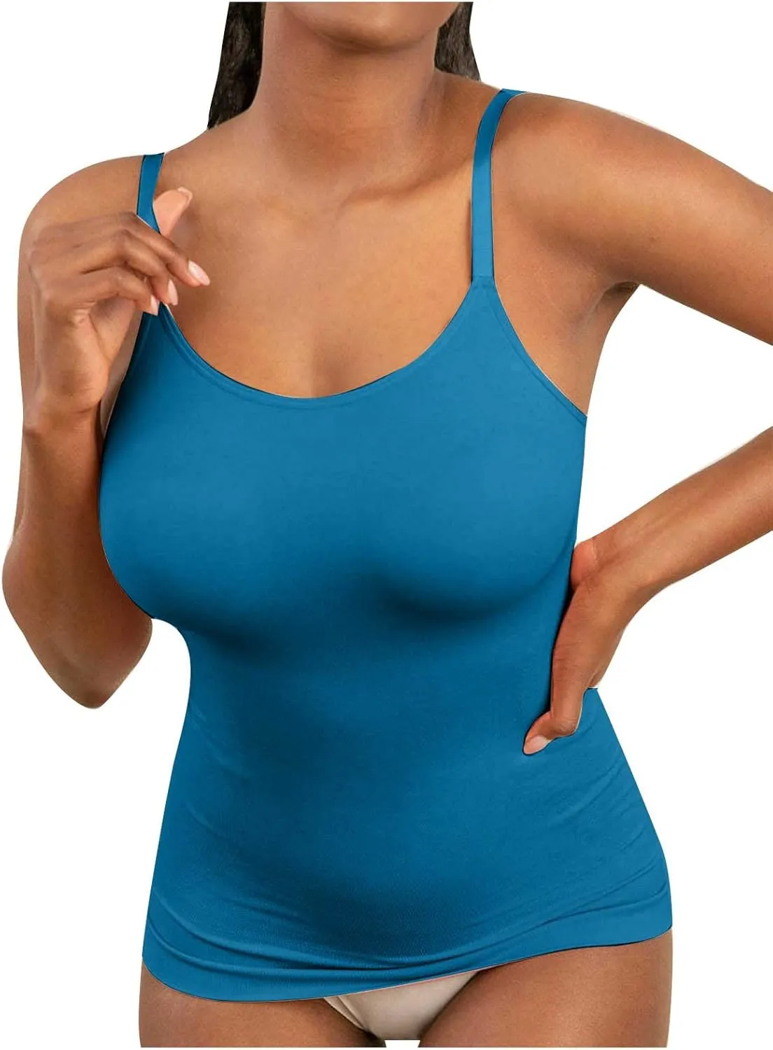 Plus Size Long Cami Tunic Tank Tops for Women Seamless Classic Camisole Ladies Adjustable Spaghetti Strap Tops