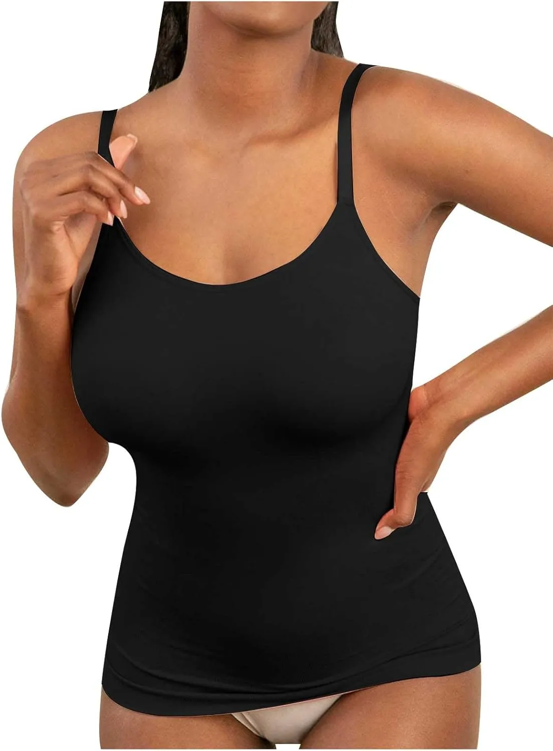 Plus Size Long Cami Tunic Tank Tops for Women Seamless Classic Camisole Ladies Adjustable Spaghetti Strap Tops