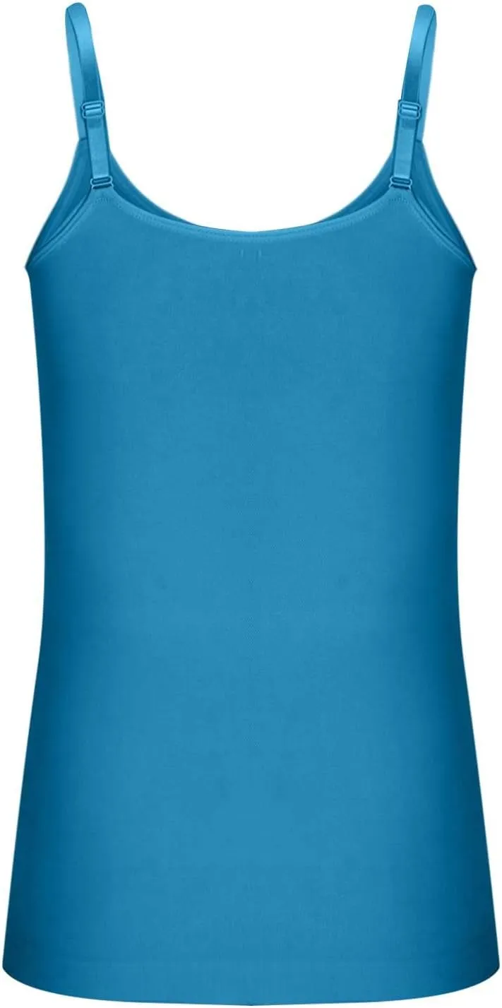 Plus Size Long Cami Tunic Tank Tops for Women Seamless Classic Camisole Ladies Adjustable Spaghetti Strap Tops