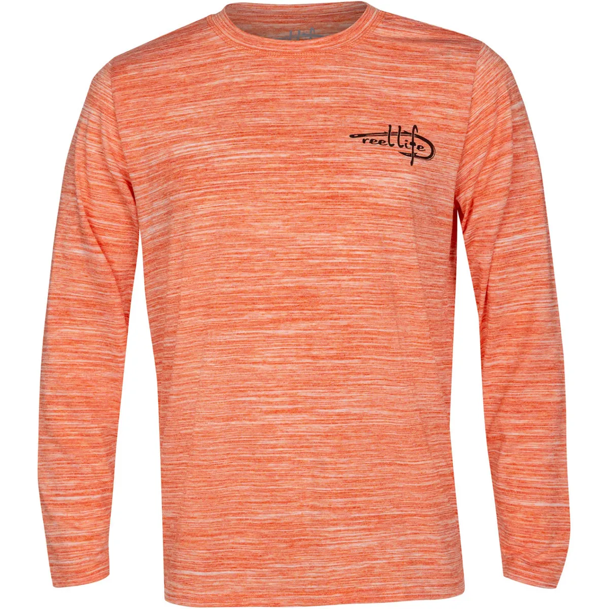 Reel Life Coastal Performance Beach Bound Bronco Long Sleeve Shirt- Spicy Orange