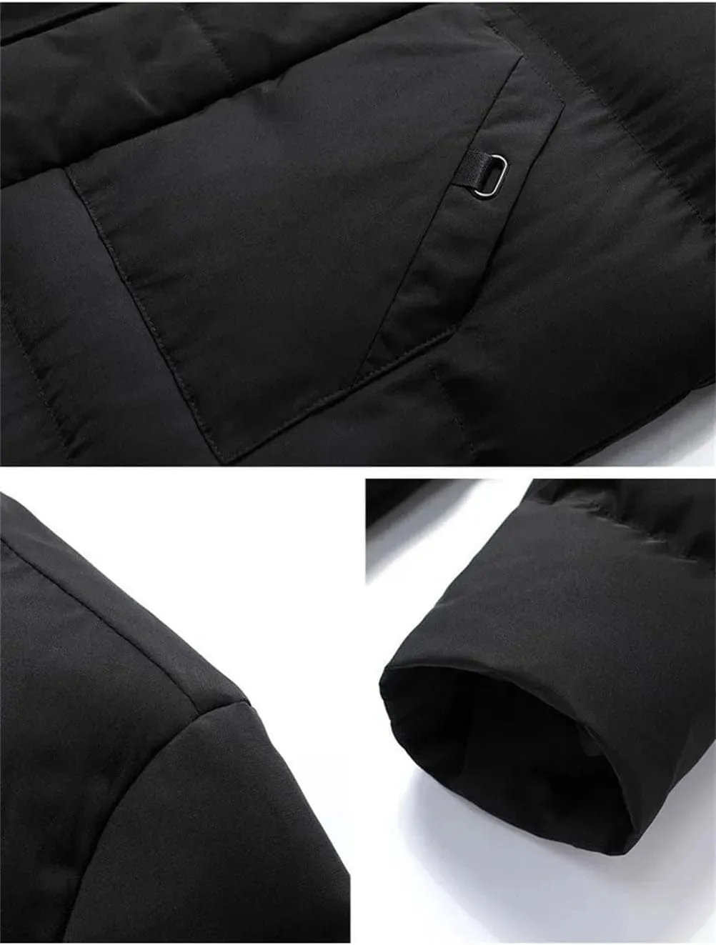 REHJJDFD Men's Thickened Warm Long Coat Casual Slim Fit Hooded Men's Parkas Jacket Solid Cotton Padded Jacket