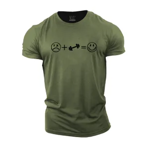 Sad   Fitness = Happy Print Men's T-shirts