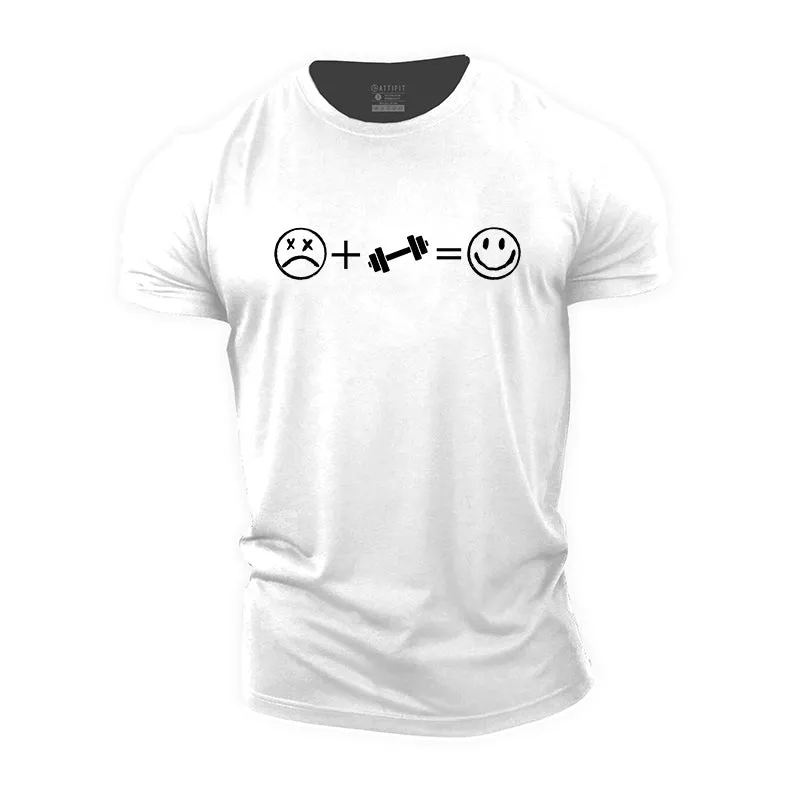 Sad   Fitness = Happy Print Men's T-shirts
