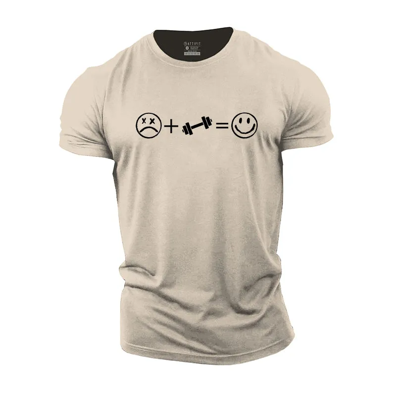 Sad   Fitness = Happy Print Men's T-shirts