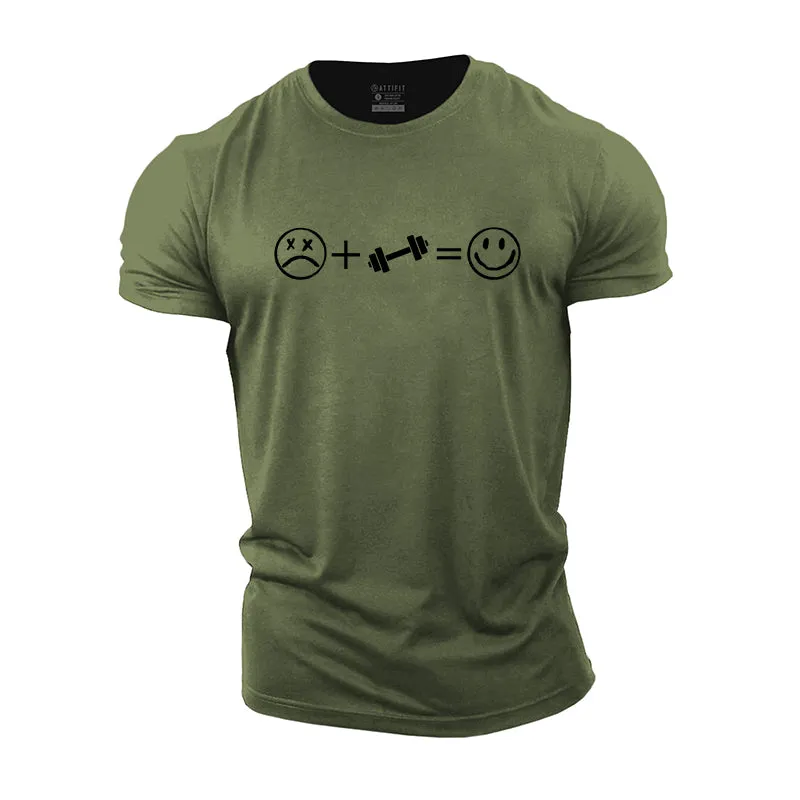 Sad   Fitness = Happy Print Men's T-shirts