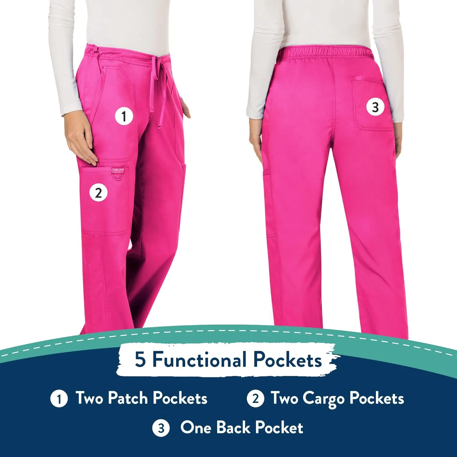 Scrubs for Women Workwear Revolution, Drawstring Scrub Pants, Soft Stretch WW120