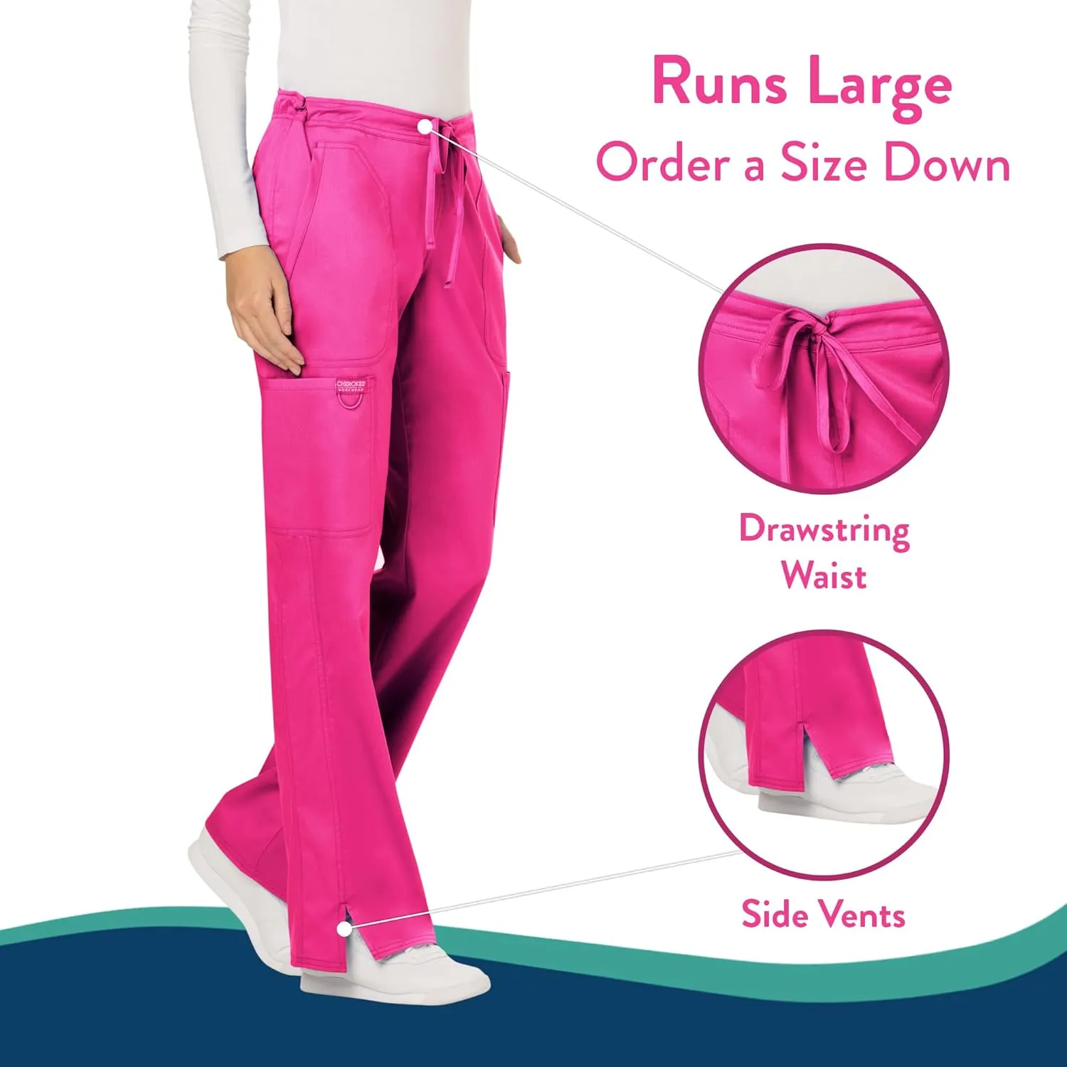 Scrubs for Women Workwear Revolution, Drawstring Scrub Pants, Soft Stretch WW120