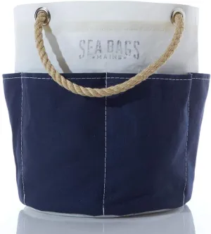 Sea Bags Recycled Sail Cloth All Purpose Navy Tool Bucket Bag Tool Organizer Bag Exterior Pockets Rope Handles