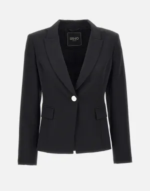 Slim Fit Black Crepe Blazer