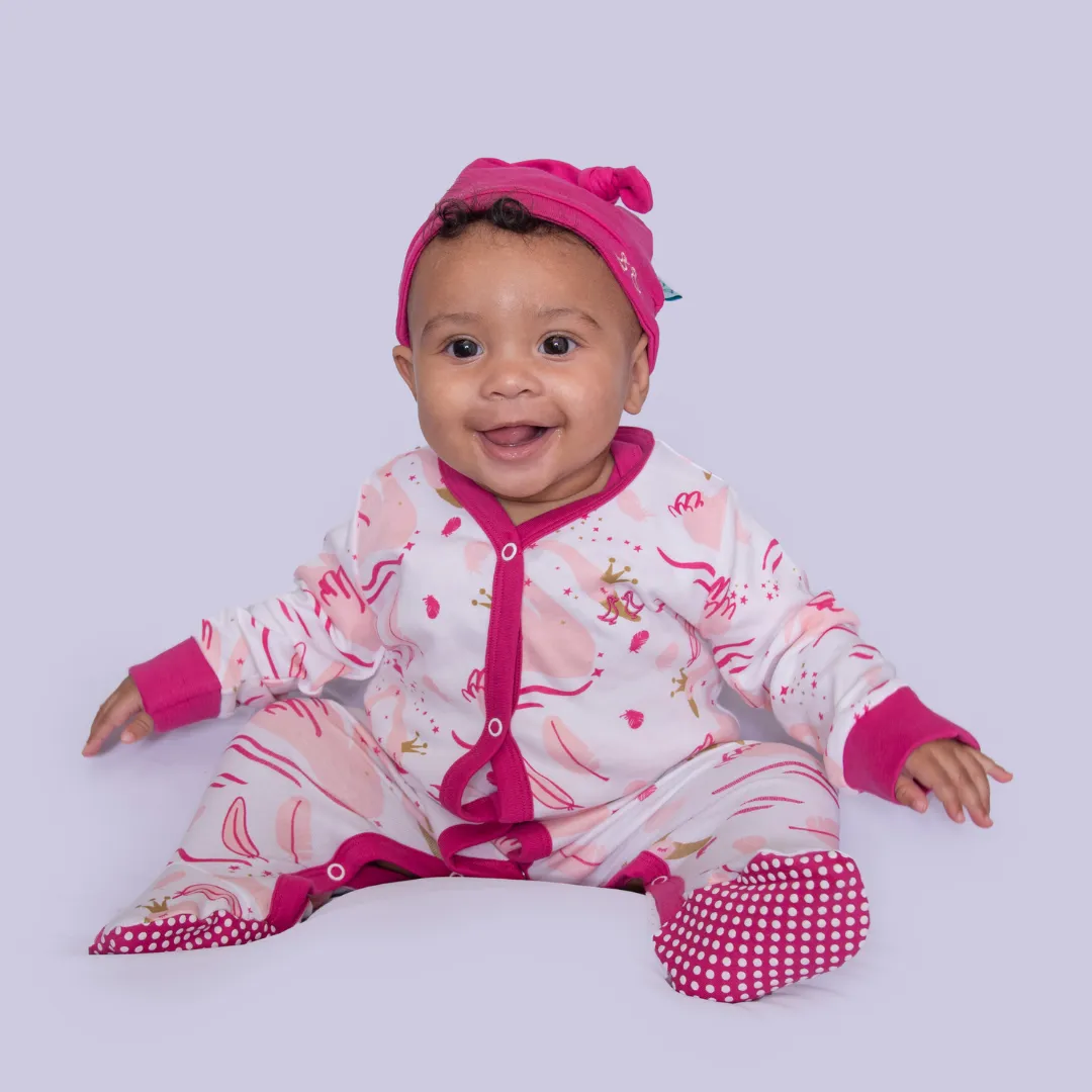 Swan Princess Pink Girls Sleep Suit & 2 Piece Vest Set