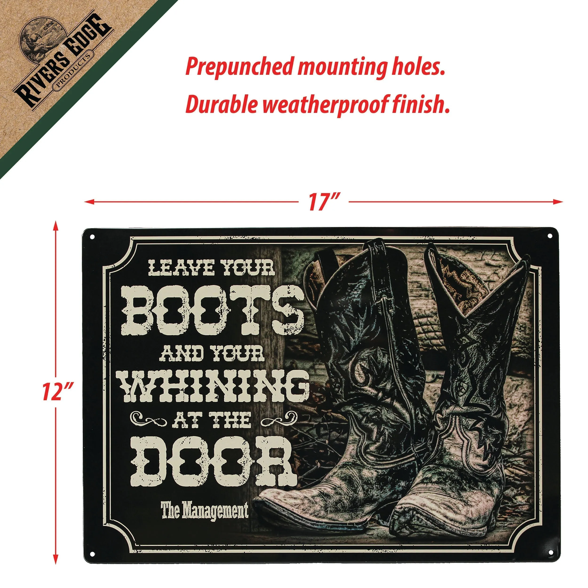 Tin Sign 12in x 17in-Boots and Whining at Door