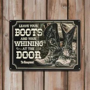 Tin Sign 12in x 17in-Boots and Whining at Door
