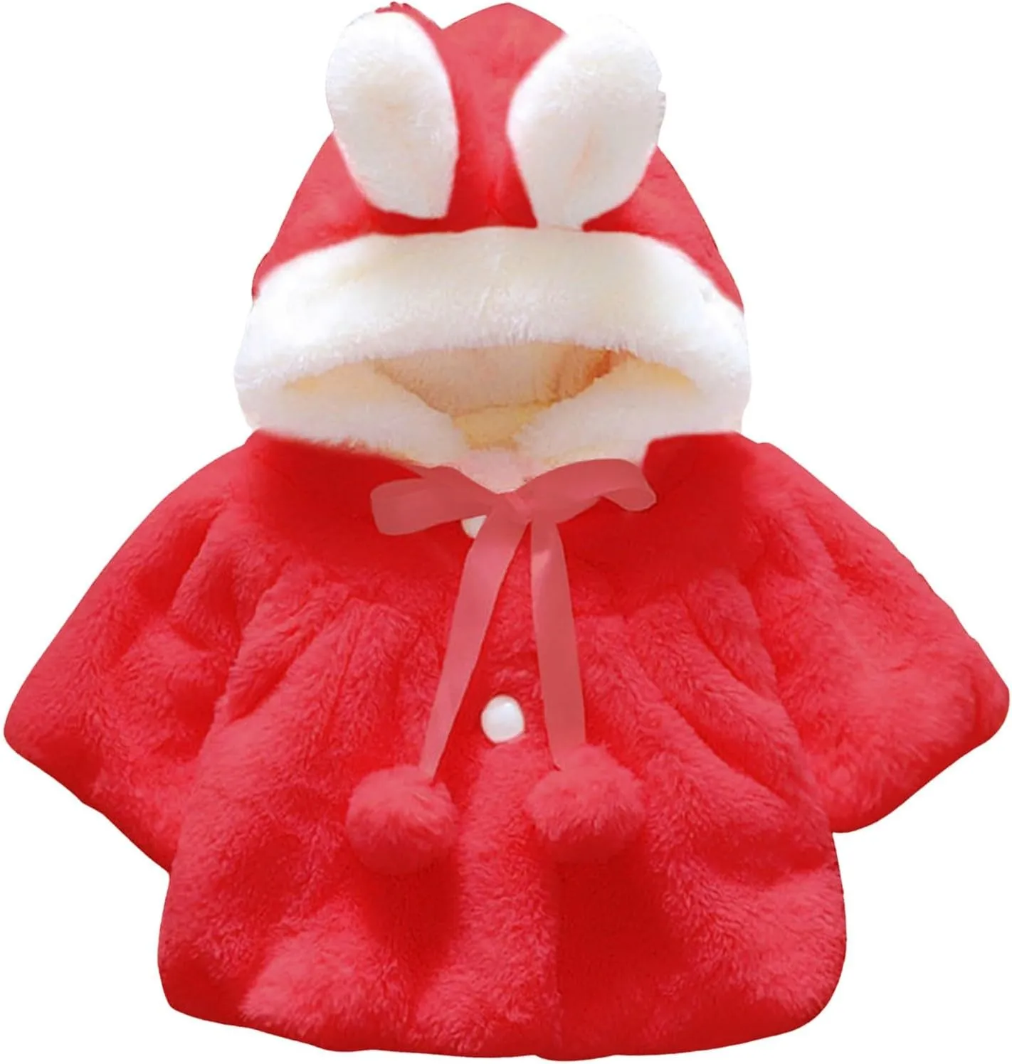 Toddler Baby Girls Winter Fleece Cape Cloak Coat Kids Cute Bunny Hooded Jackets Windproof Baby Warm Outwear Clothes