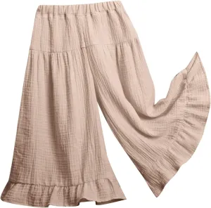 Toddler Cotton Wide Leg High-Waist Casual Palazzo Summer Pants Baby Long Soft Cotton Harem Pants