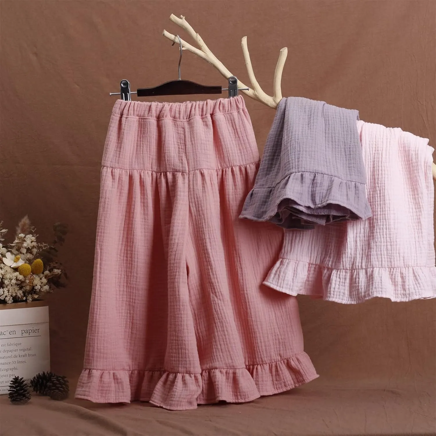 Toddler Cotton Wide Leg High-Waist Casual Palazzo Summer Pants Baby Long Soft Cotton Harem Pants