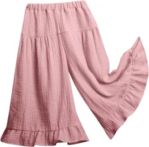 Toddler Cotton Wide Leg High-Waist Casual Palazzo Summer Pants Baby Long Soft Cotton Harem Pants