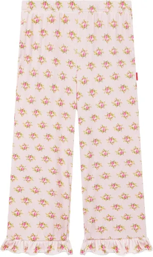 Toddler Girl Pants Soft Bamboo Viscose Casual Ruffle Wide Leg Trousers for Kids with Pockets
