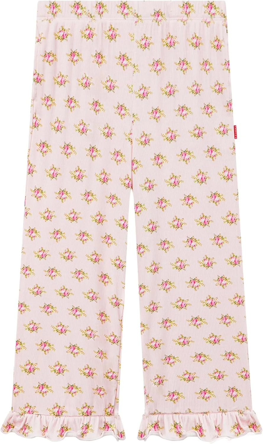 Toddler Girl Pants Soft Bamboo Viscose Casual Ruffle Wide Leg Trousers for Kids with Pockets