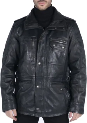 TruClothing Men's Trenchcoat Jacket Outwear Windproof Winter Parka Military Real Leather Jackets Coat