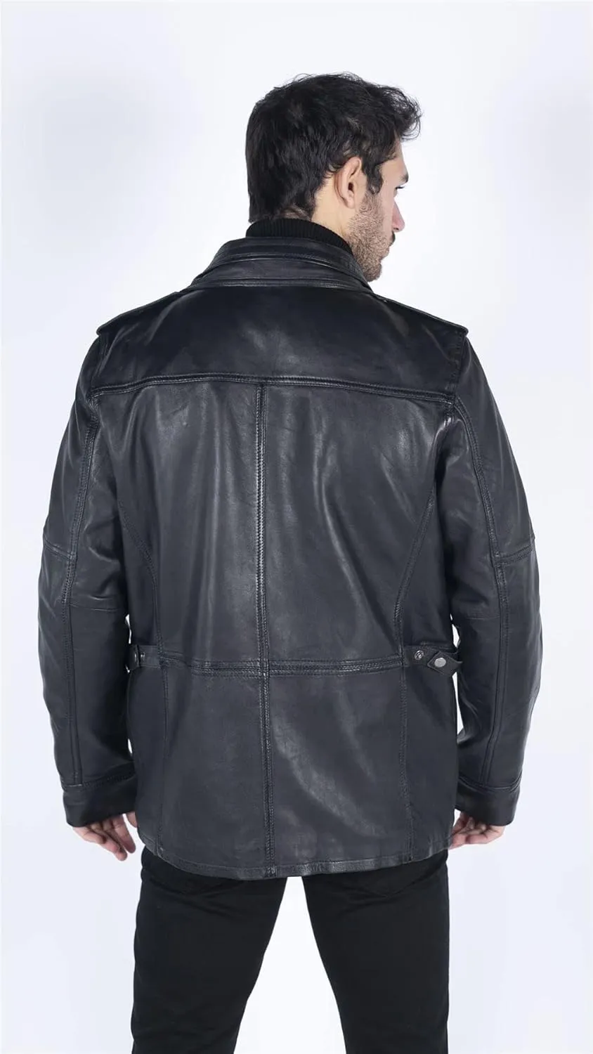 TruClothing Men's Trenchcoat Jacket Outwear Windproof Winter Parka Military Real Leather Jackets Coat