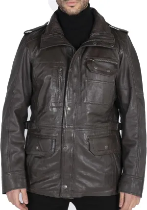 TruClothing Men's Trenchcoat Jacket Outwear Windproof Winter Parka Military Real Leather Jackets Coat