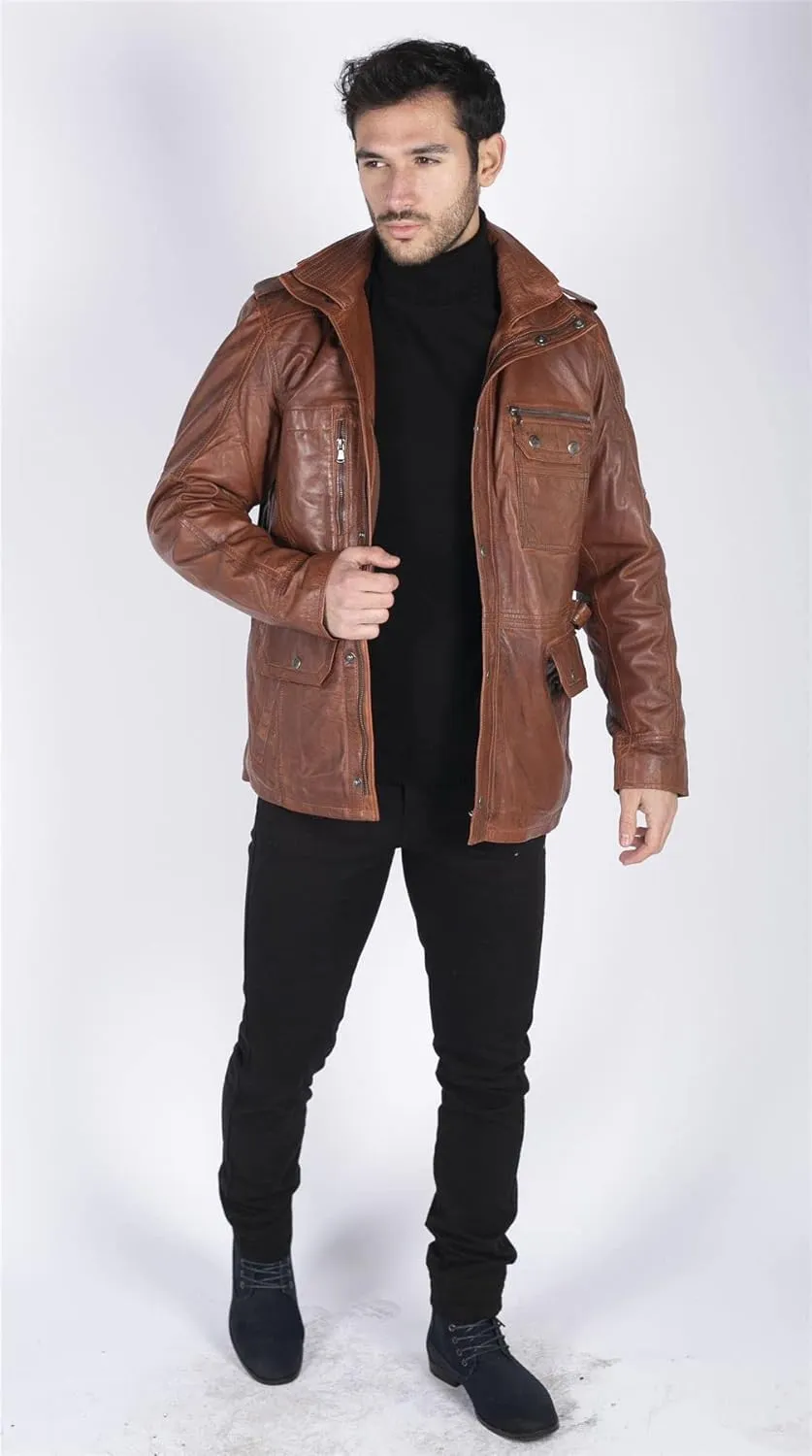 TruClothing Men's Trenchcoat Jacket Outwear Windproof Winter Parka Military Real Leather Jackets Coat