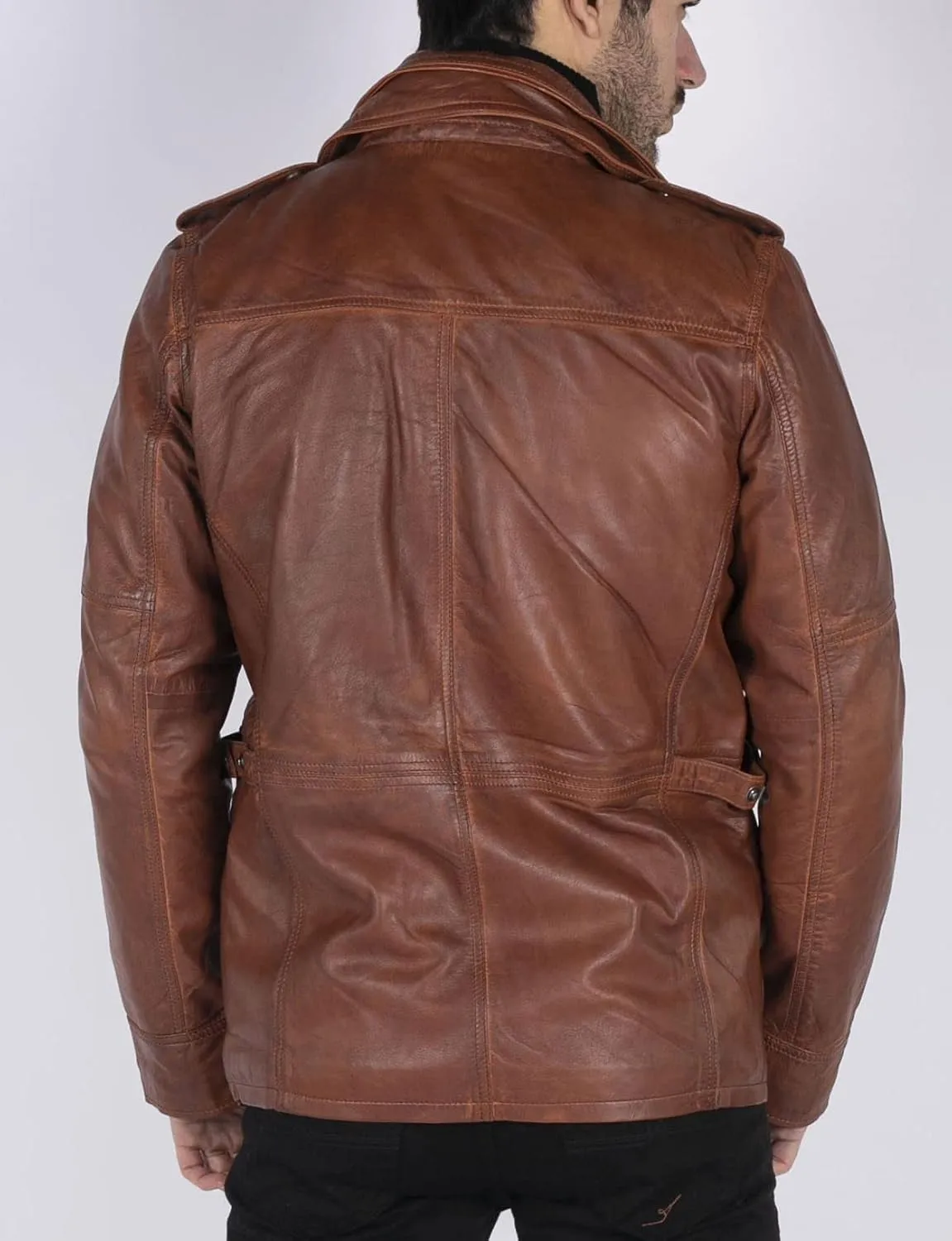 TruClothing Men's Trenchcoat Jacket Outwear Windproof Winter Parka Military Real Leather Jackets Coat