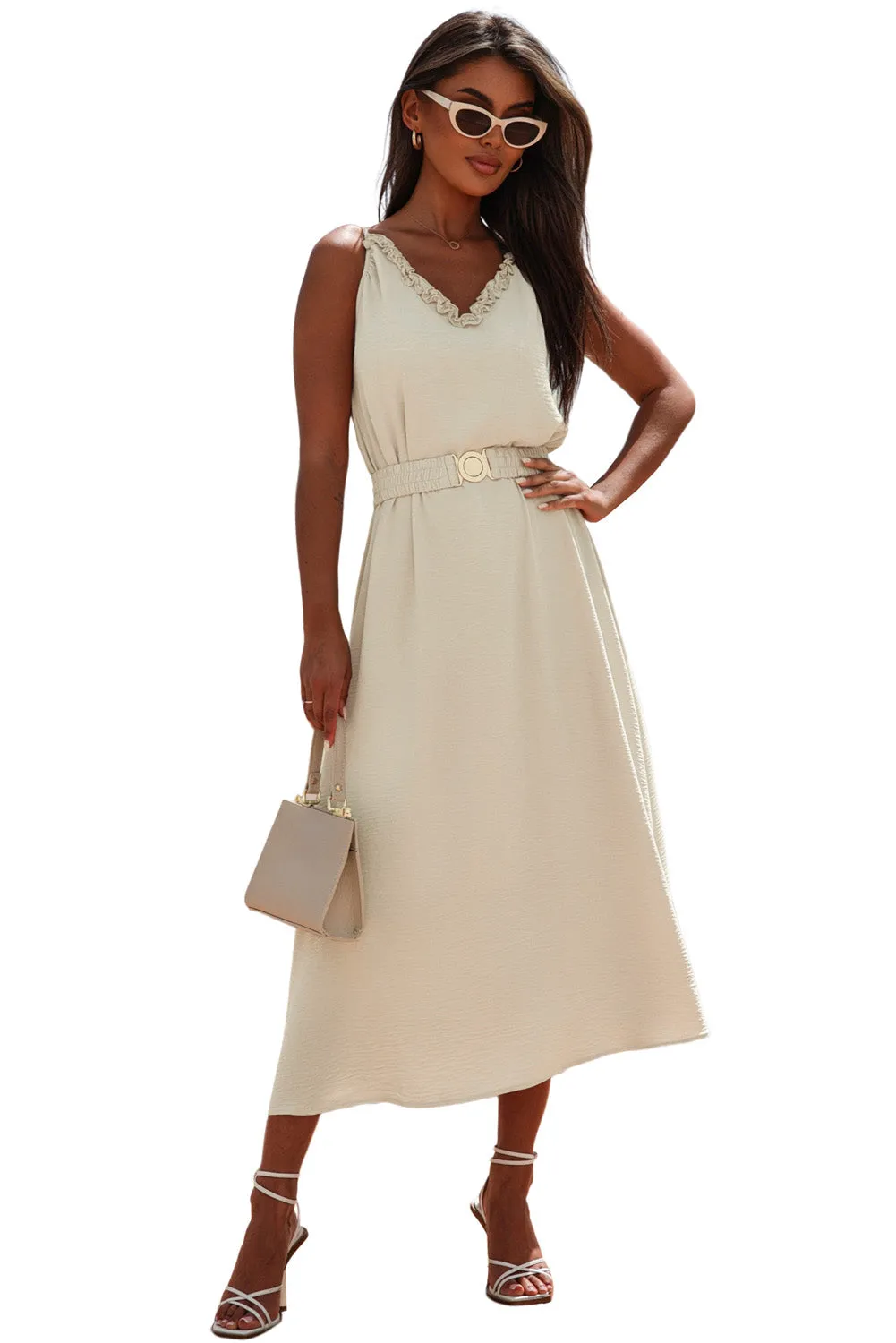 V Neck Sleeveless Maxi Dress