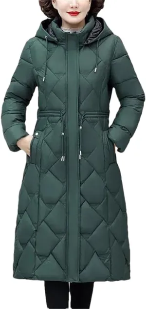 Winter Down Cotton Coat Women's Jacket Mother Clothing Long Warm Padded Parkas Windproof Hooded Zipper Overcoat