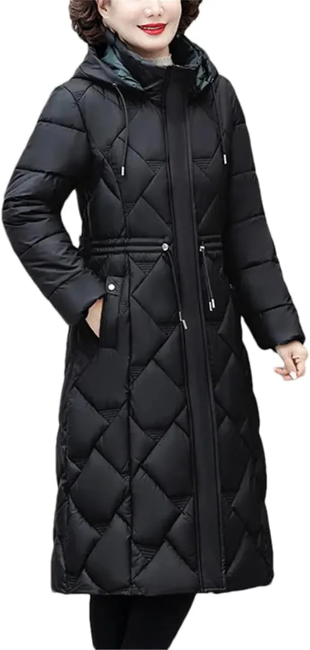 Winter Down Cotton Coat Women's Jacket Mother Clothing Long Warm Padded Parkas Windproof Hooded Zipper Overcoat