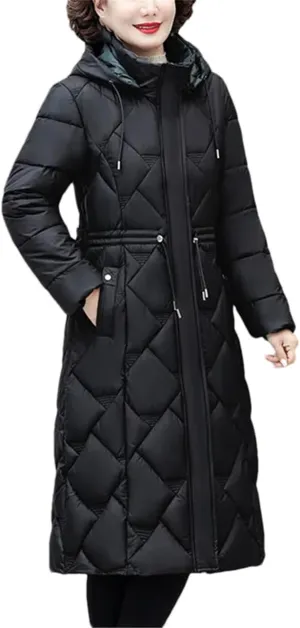 Winter Down Cotton Coat Women's Jacket Mother Clothing Long Warm Padded Parkas Windproof Hooded Zipper Overcoat