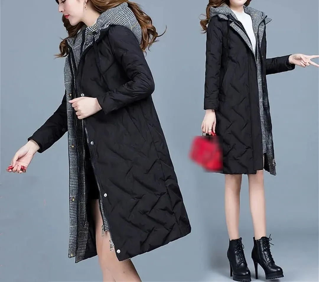 Winter Down Cotton Coats Thicken Warm Cotton Jacket Womens Long Puffer Parkas Hooded Padded Jacket