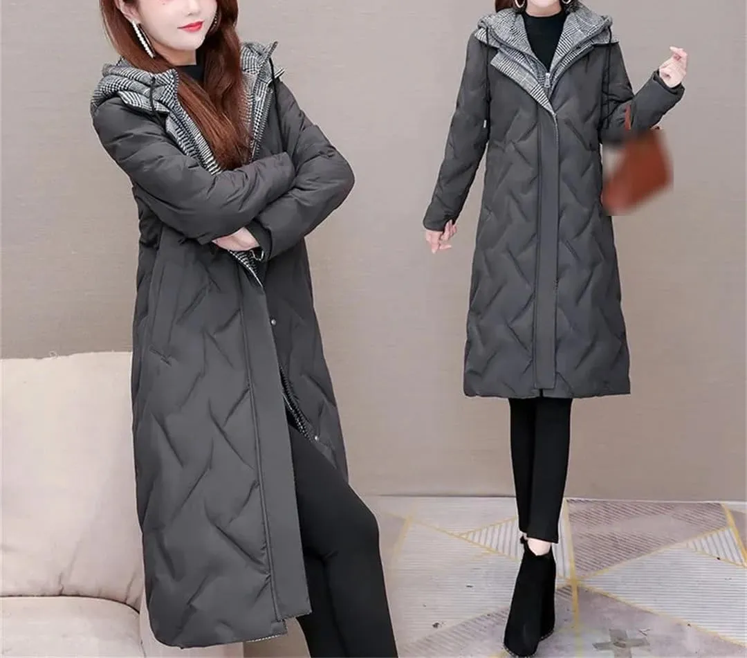 Winter Down Cotton Coats Thicken Warm Cotton Jacket Womens Long Puffer Parkas Hooded Padded Jacket