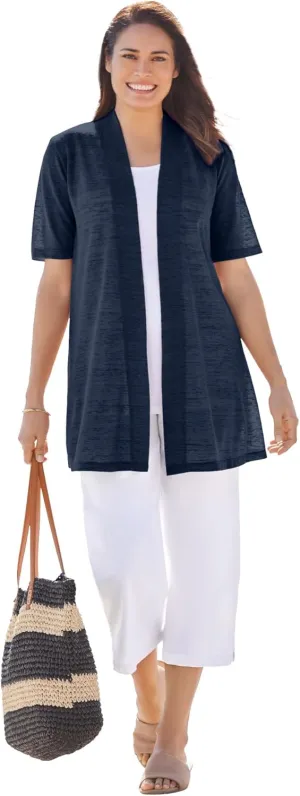 Woman Within Plus Size Lightweight Open Front Cardigan