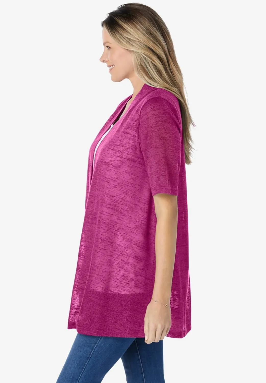 Woman Within Plus Size Lightweight Open Front Cardigan