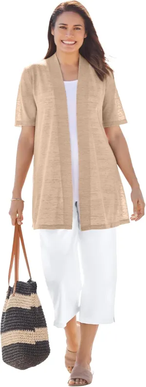 Woman Within Plus Size Lightweight Open Front Cardigan