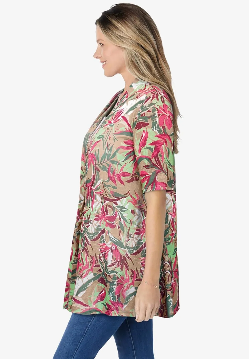Woman Within Plus Size Lightweight Open Front Cardigan