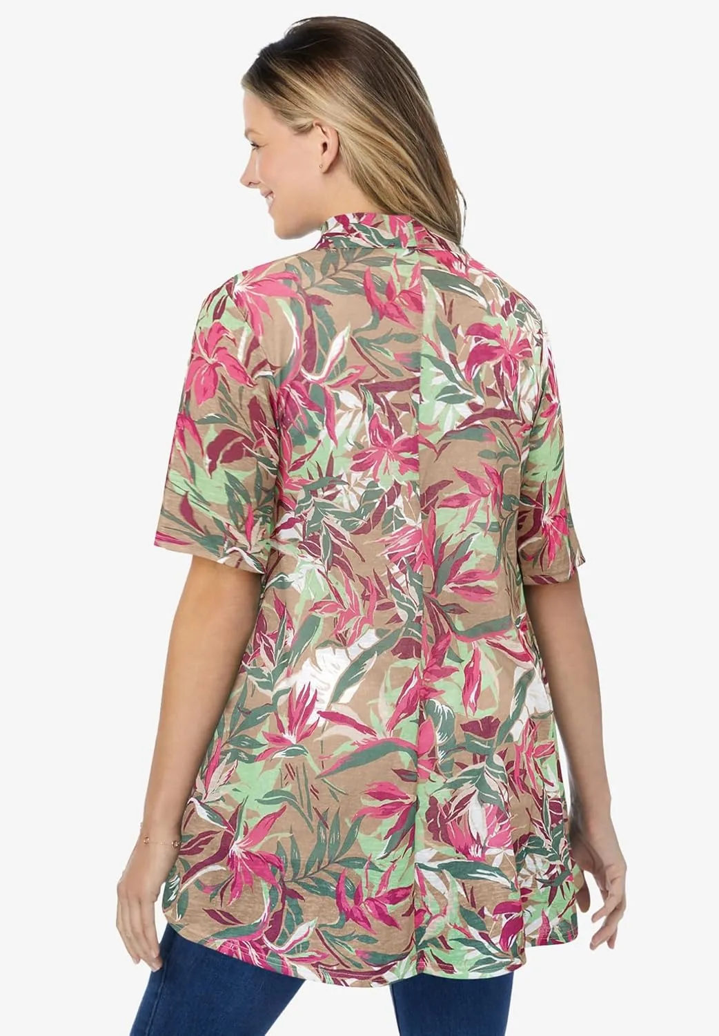 Woman Within Plus Size Lightweight Open Front Cardigan