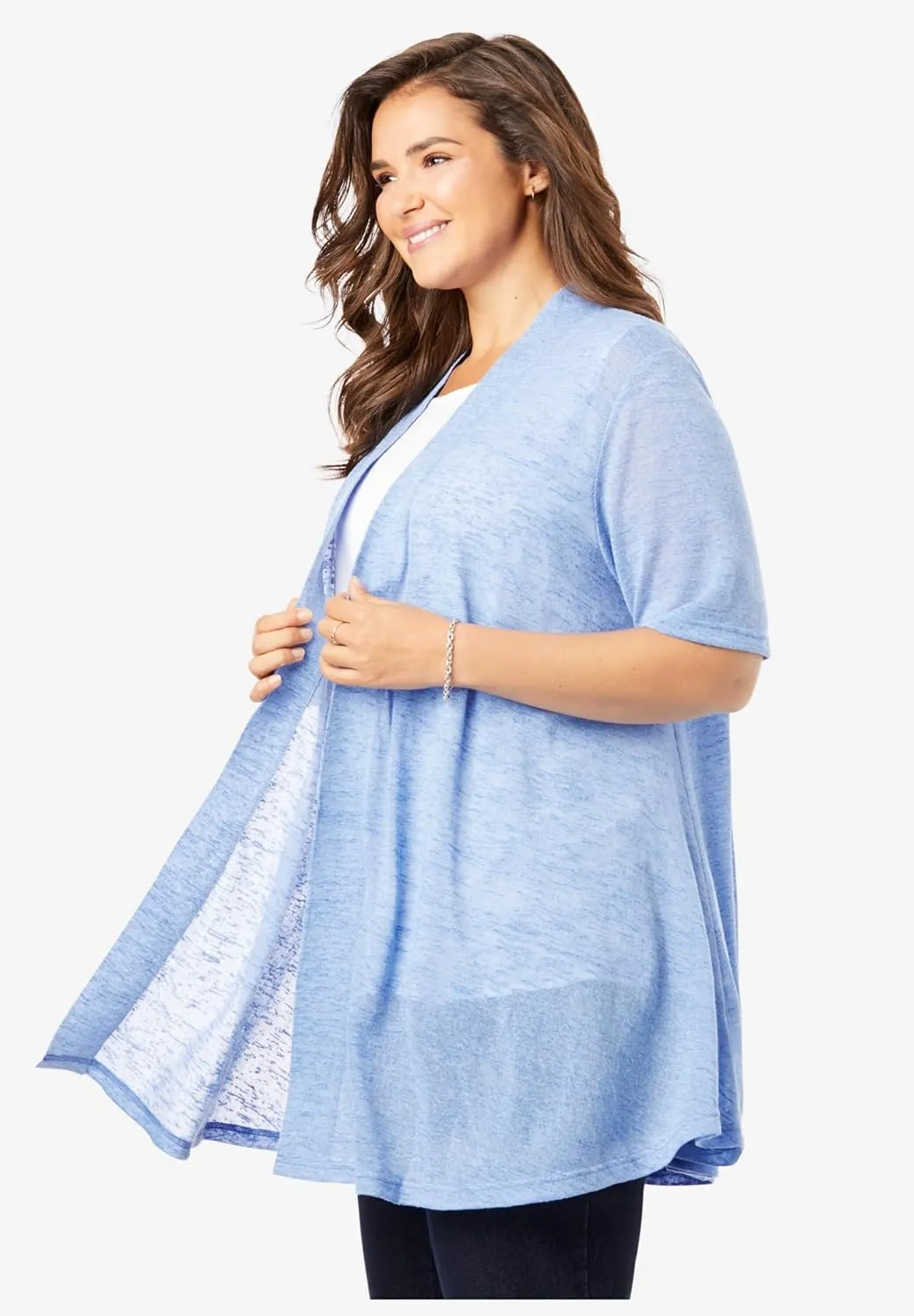 Woman Within Plus Size Lightweight Open Front Cardigan